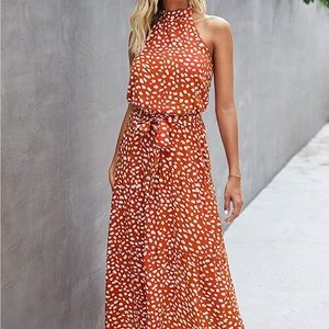Patterned Halter Dress